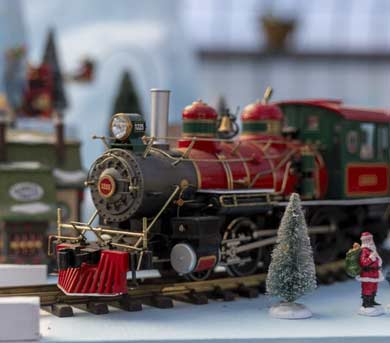 close up of holiday g-sale train