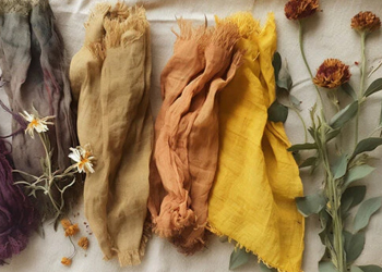 different colored cloths dyed with natural elements