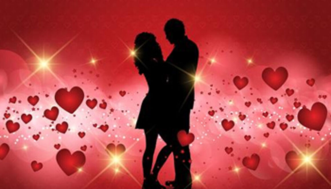 illustration of couple dancing surrounded by hearts