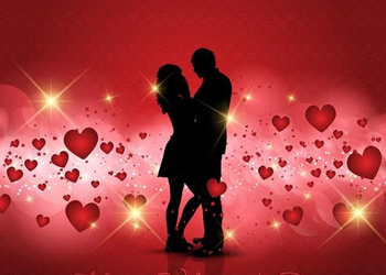 illustration of couple dancing surrounded by hearts