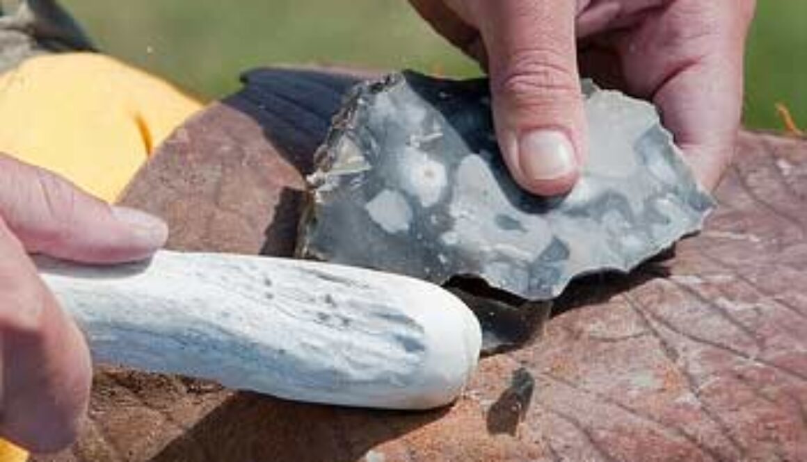 using old tools to make an arrowhead