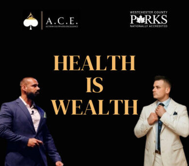 health_is_wealth title of program and images of two speakers