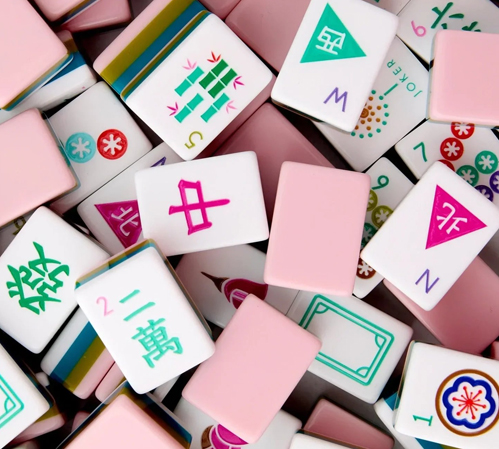 group of majong tiles clustered together