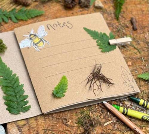 open hand made nature journal