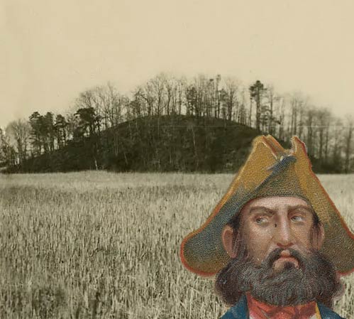 illustration of captian kidd with money island in background